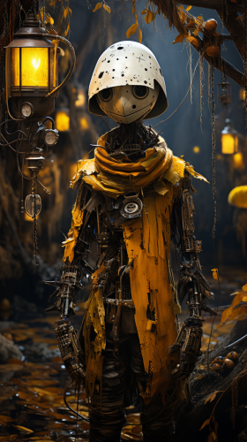 Whimsical Halloween Scarecrow Artwork