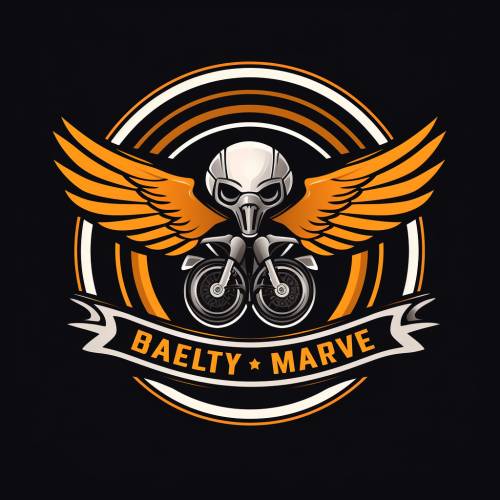 Futuristic logo with eagle wings and Harley Davidson motorcycle wheel for Easy Riders