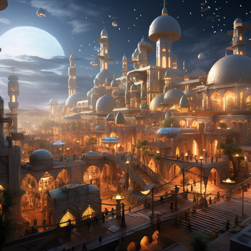 Futuristic Morrocan High Fantasy Cityscape Futuristic Morrocan High Fantasy Cityscape