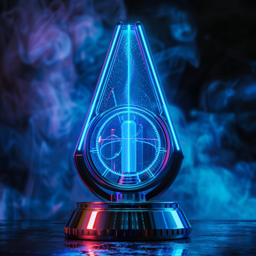Blue futuristic metronome icon