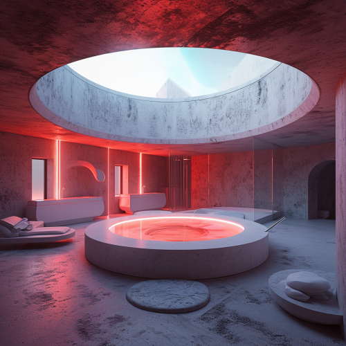 Futuristic Luxury Spa Room with Circular Pool