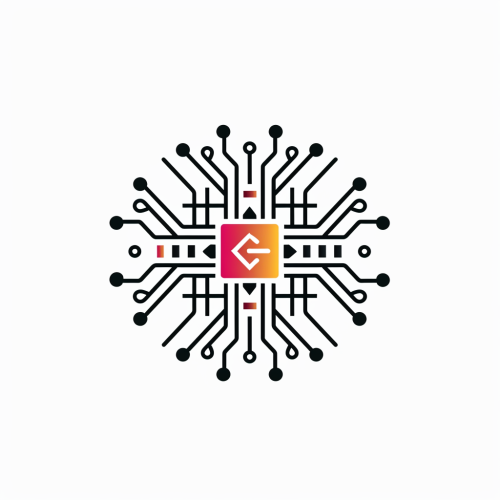 Futuristic technology logo on white background