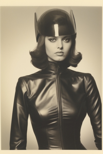 Young woman in futuristic latex suit