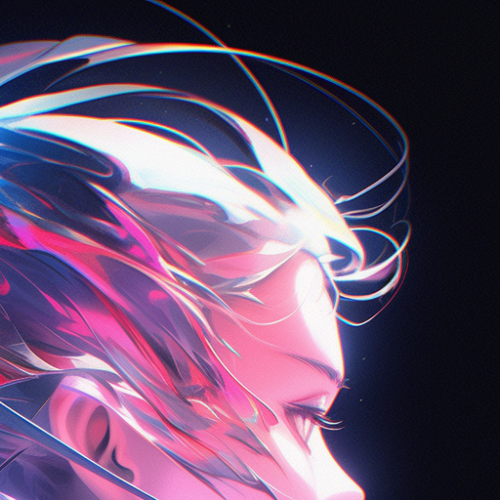 Futuristic woman with neon-colored profile