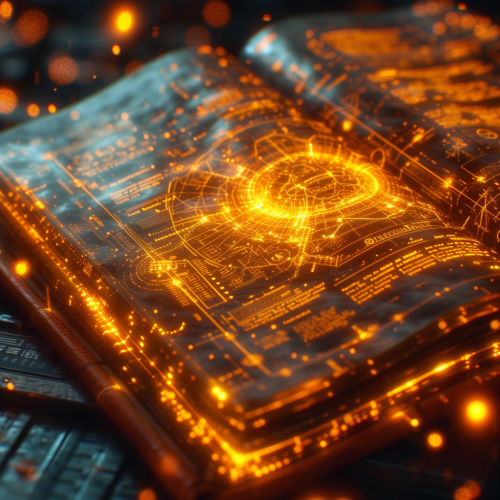 Futuristic yellow note book