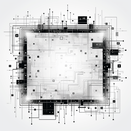 Futuristic black tech elements on white background