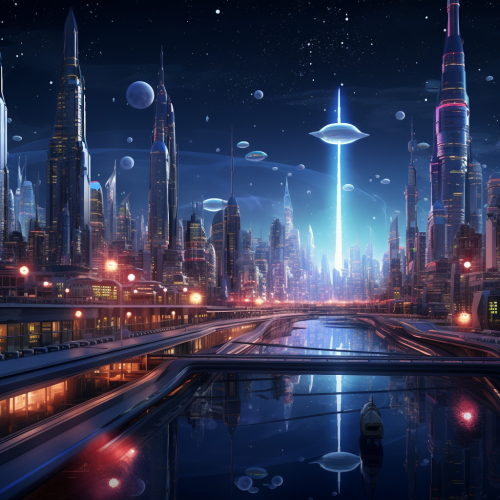 Cityscape in the Futuristic Night