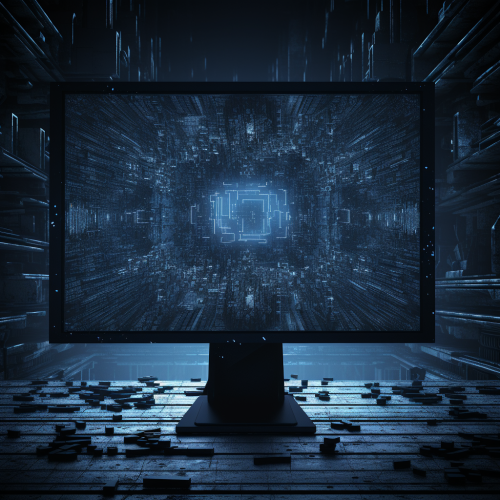 Detailed futuristic monitor with blue crystals