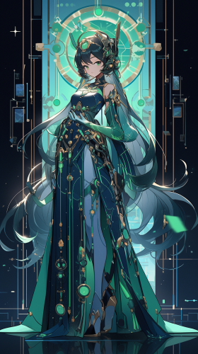 Futuristic robot girl in qipao dress