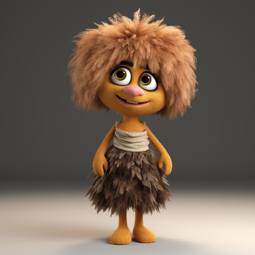 Fuzzy brown full body female muppet