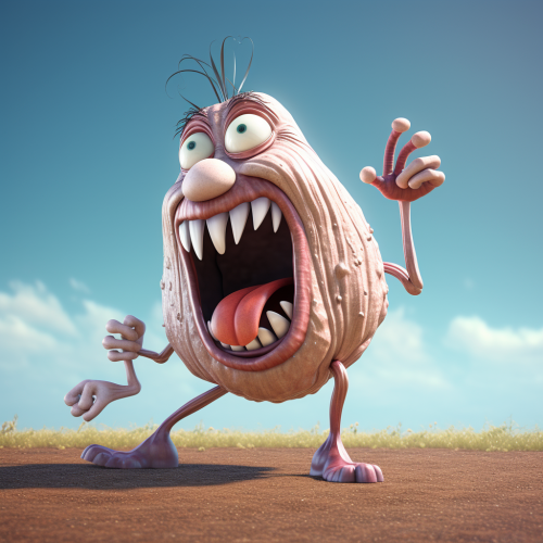 Cartoon garlic clove blowing air