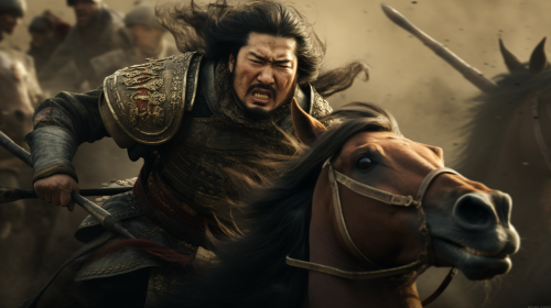 Genghis Khan Fighting Hyper Realistic