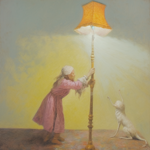 Colorful oil pastel painting of the genius lamp