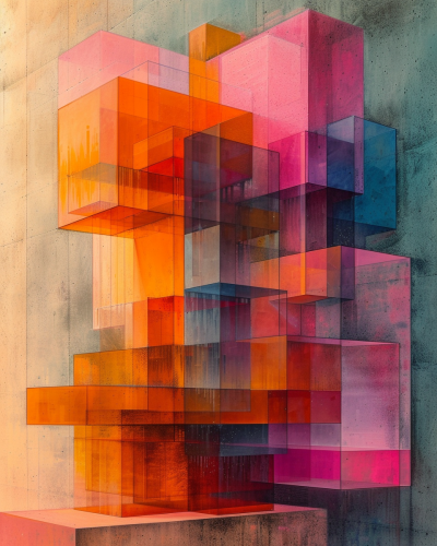 Geometric Abstract Pastel Layered Pieces