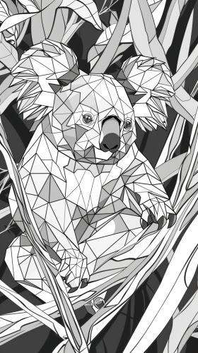 Low Poly Koalas Coloring Page