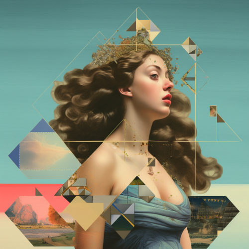 Collage of Geometric Paintings, Inspired by  The Birth of Venus