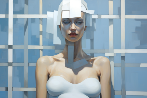 Colorful geometric art with Superheroine |