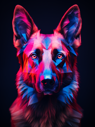 German Shepard Projection Mapping Fauvist Portraiture Photography