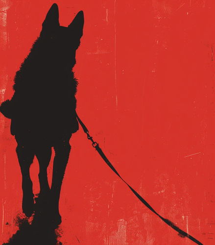 German Shepherd Mafia Dog Leash Red Background