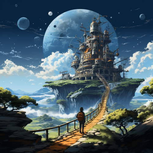 Ghibli-inspired space corner artwork