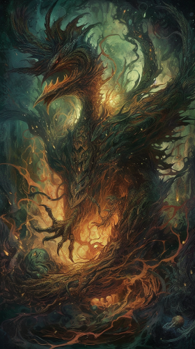 Epic showdown between phoenix and Cthulhu