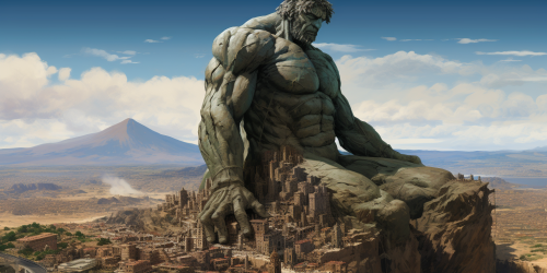 Giant Statue Construction Digital Art