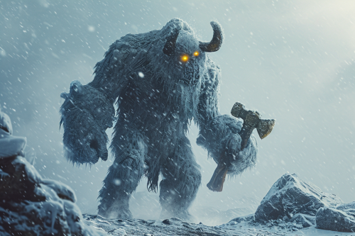 giant yeti with ice hammer