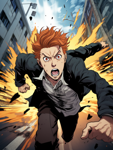 Ginger Haired Teenager Manga Fight