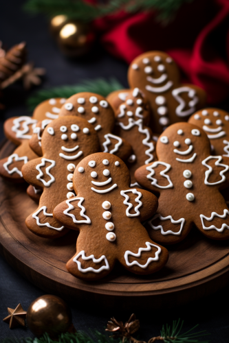 Gingerbread man cookies with intricate frosting design