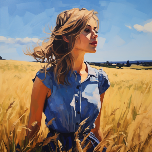 Peaceful girl in a field