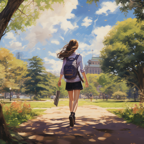 Young girl enjoying a walk in the park