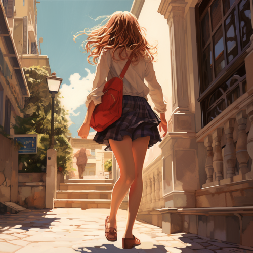 Side view of girl walking on the sidewalk