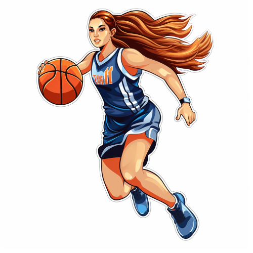 Young girl basketball player wearing number 11