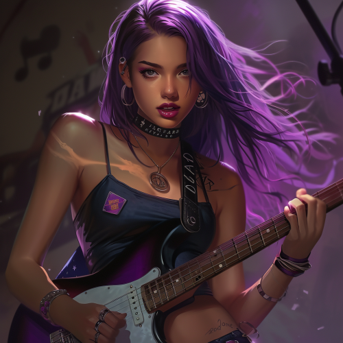 Beautiful girl with purple square hairstyle