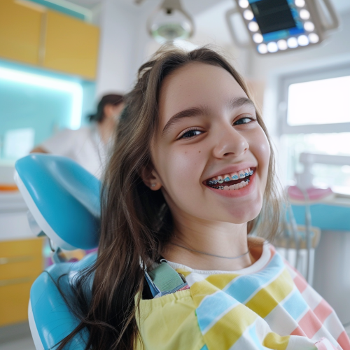 Girl with Dental Braces Laughing