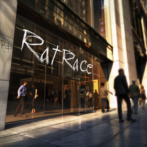Glass office building entrance  Rat Race