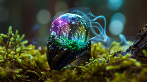 Glass ring with forest and smoke