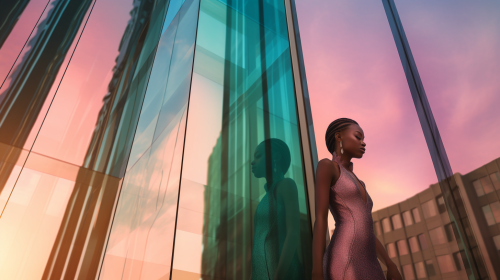 Glass and Steel Skyscraper Fashion Model Glass and Steel Skyscraper Fashion Model