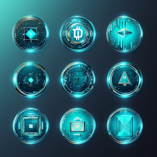 Shiny and Reflective Cryptocurrency Icons with Spaces