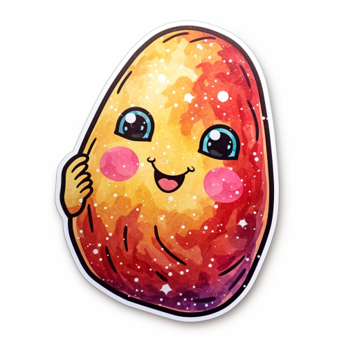 Glitter potato cartoon sticker