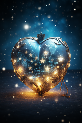 Peaceful Christmas heart with globe of Earth