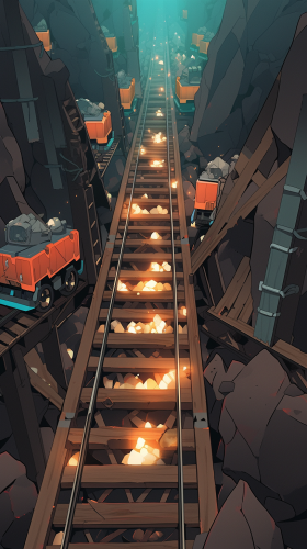 Muted-toned gloomy mine rail background