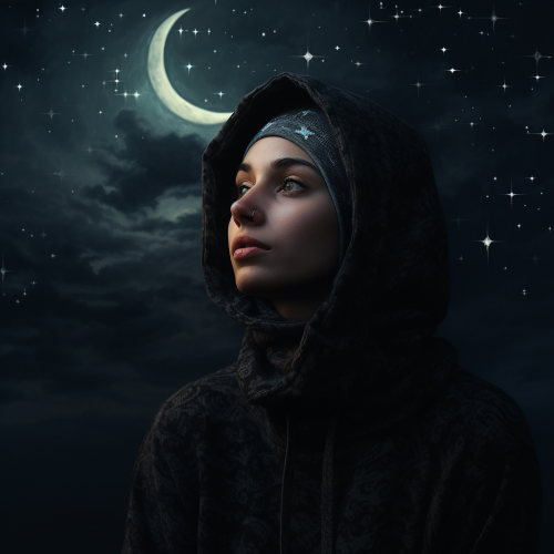 Person contemplating under the moonlight Person contemplating under the moonlight