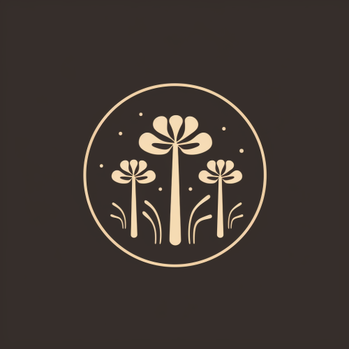 Glowing ancient herbs logo with magical fungi