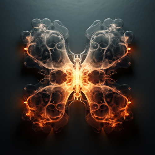 Futuristic glowing LED rorschach organism