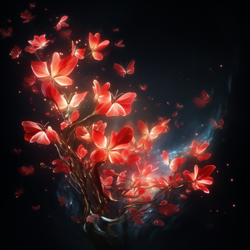 Glowing Spirit Blossom on Black Background Glowing Spirit Blossom on Black Background