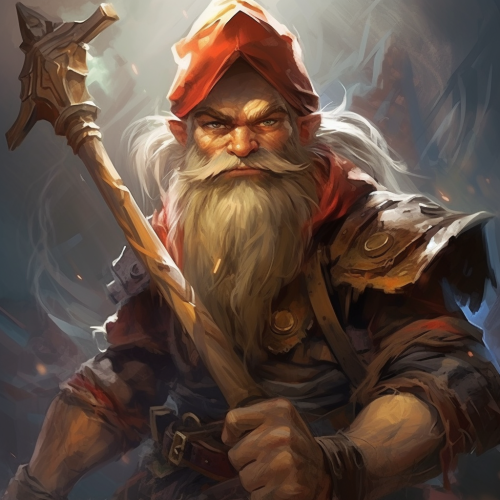 Photorealistic gnome fighter in chaotic neutral alignment