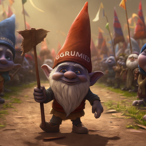 Gloomglimmer holding start flag at gnome race