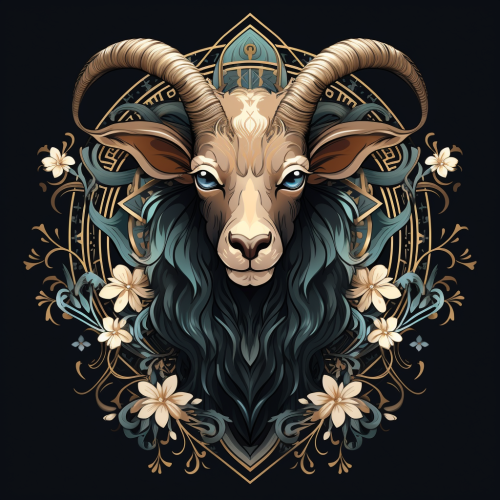 Art Nouveau goat illustration