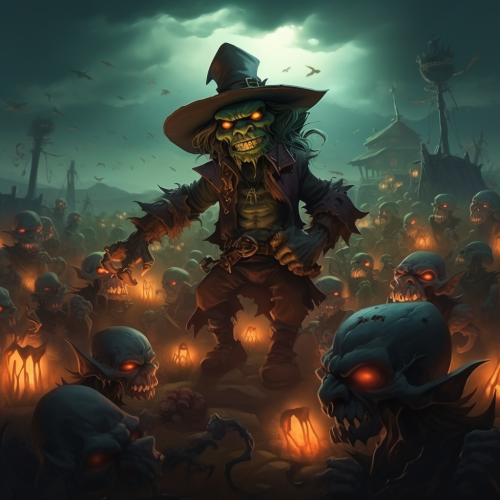 Illustration of goblins in a dreamlike field